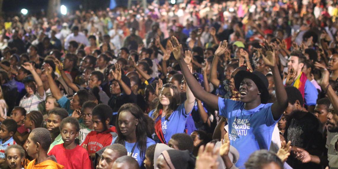 Crowds worshipping at last year's meetings